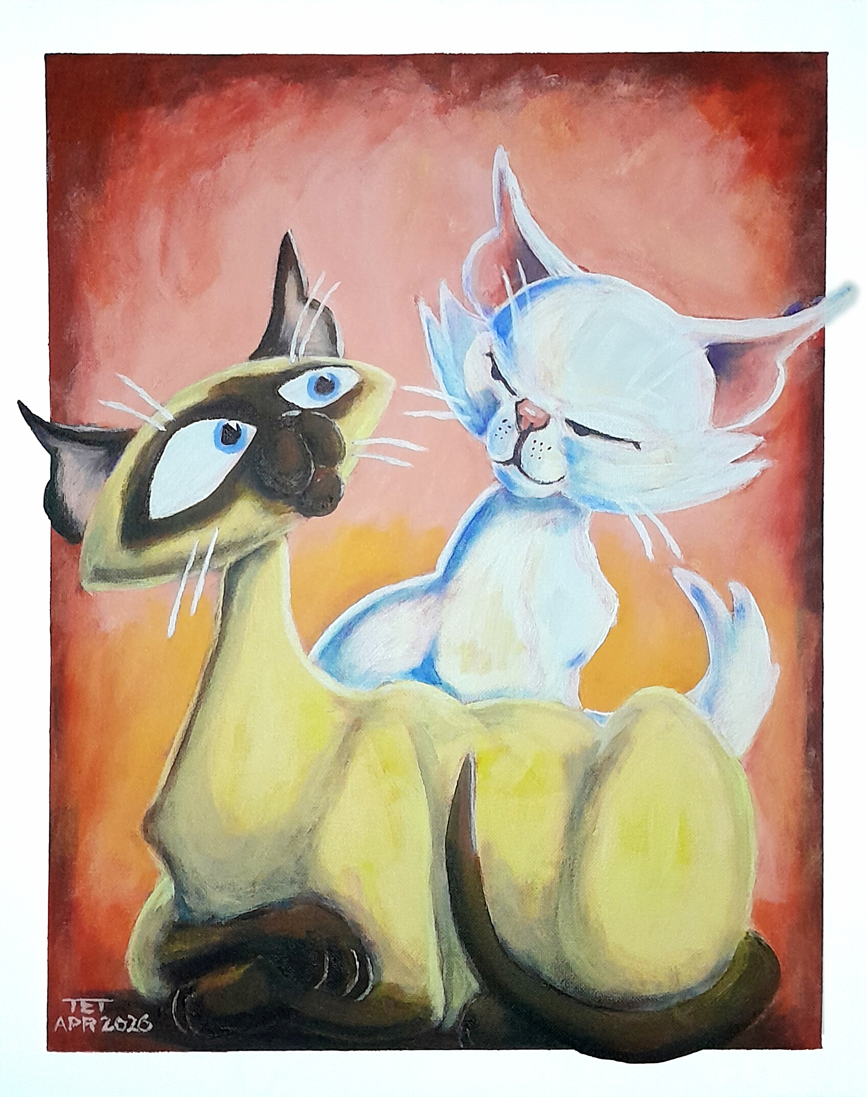 Mocha and Mascarpone Siamese and Siberian Cat Painting
