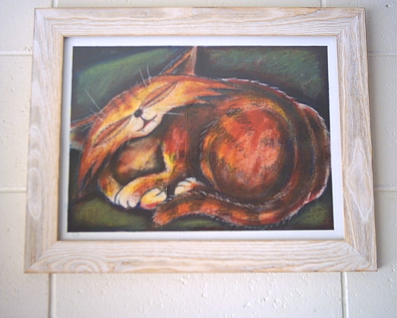 Sleeping Cats: The Dream Chaser Mixed Media Painting.